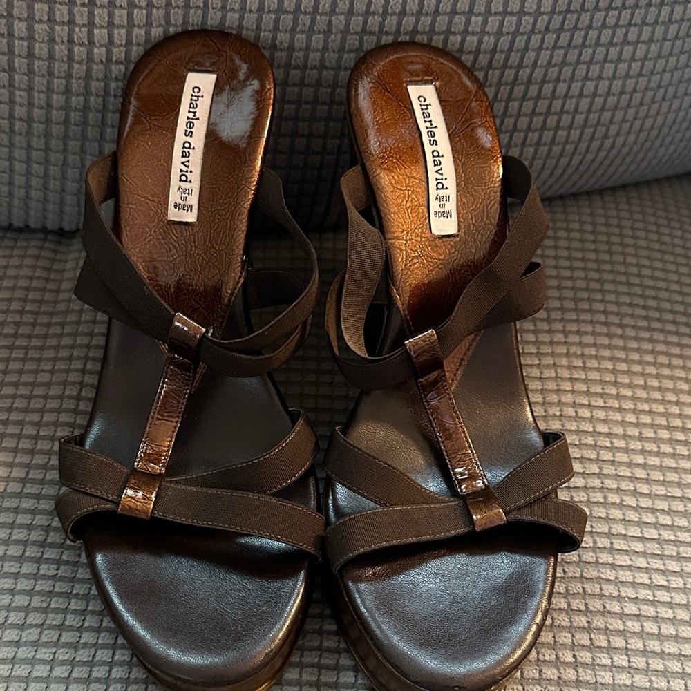 Charles David Dark Brown Strappy Sandals